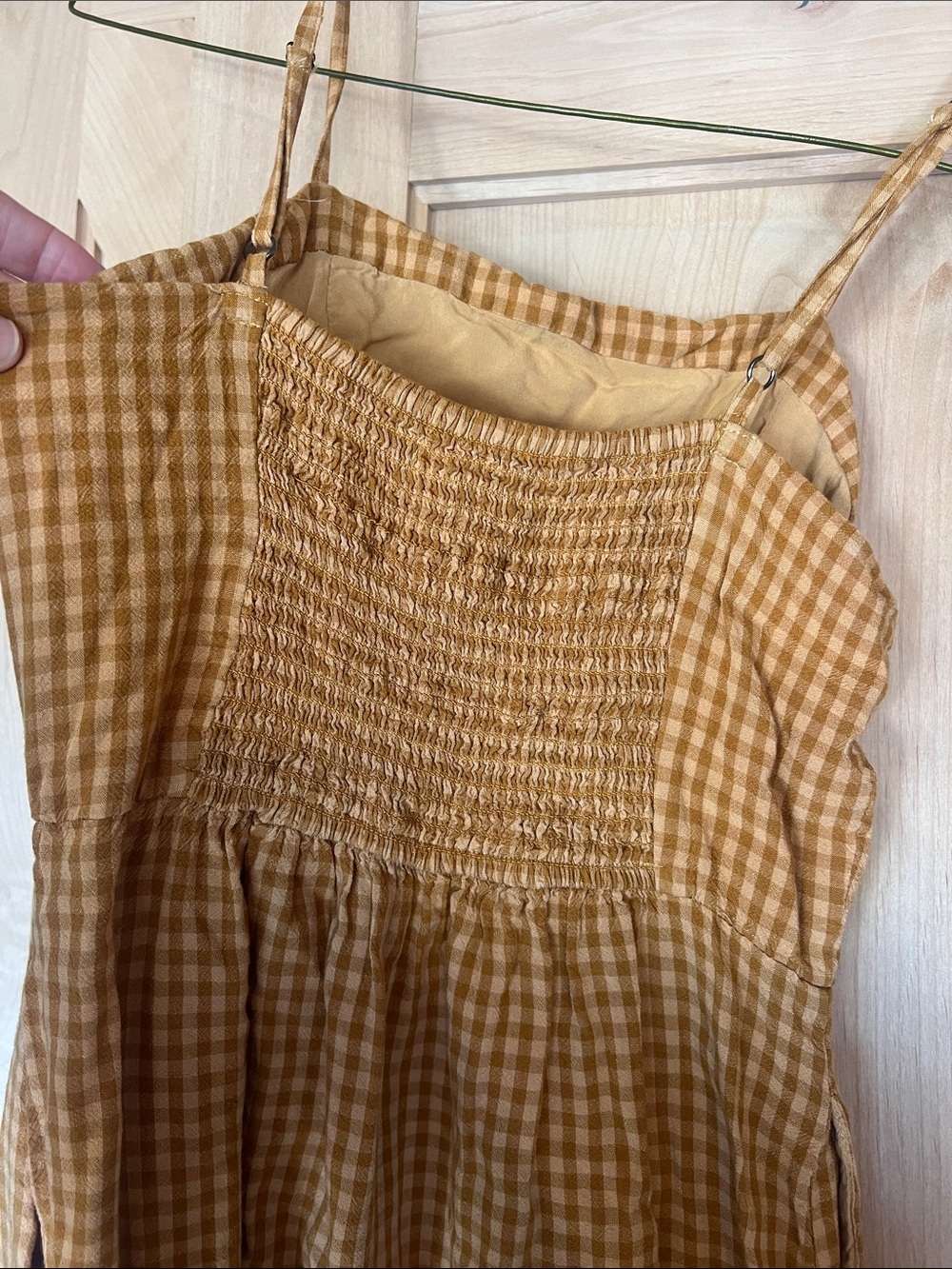 Aeropostale Mustard Gingham Spaghetti-Strap Mini Dress with pockets - Picture 12 of 12